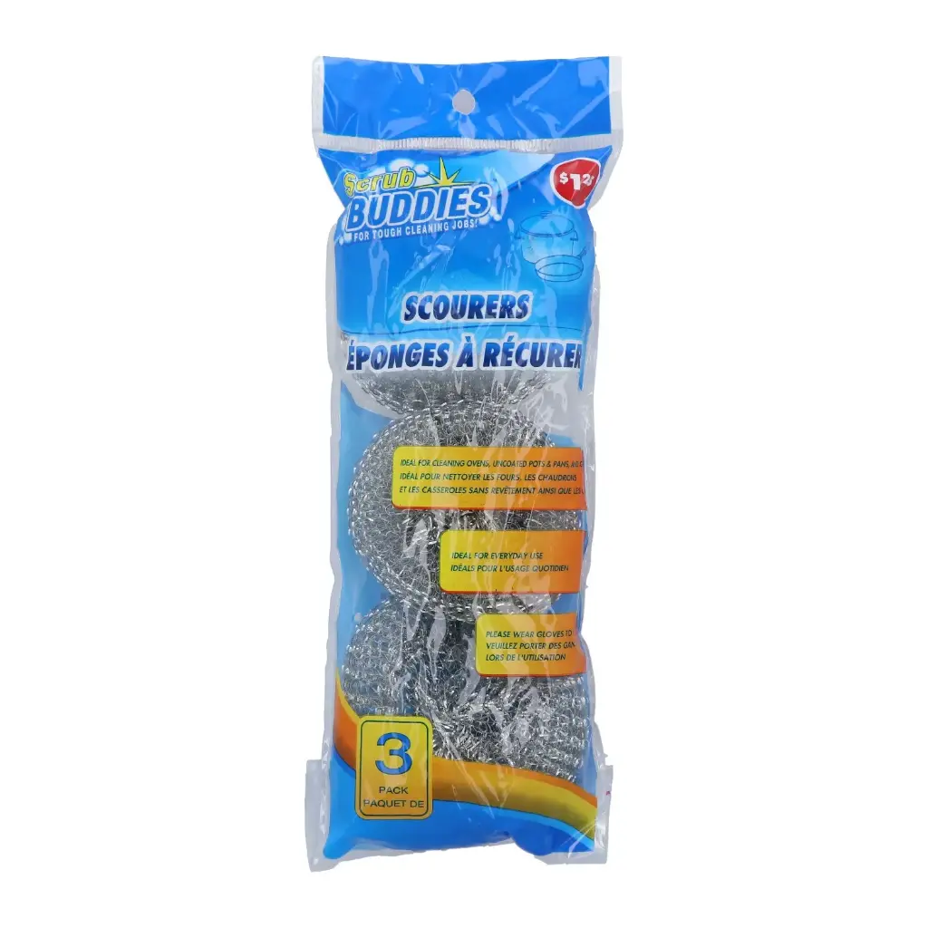 Paquete de 3 Fibras de Metal para Limpieza Multiusos